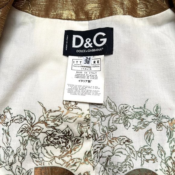 Auc Dolce Gabbana Gold Brocade Floral Coat IT 38 - Picture 5 of 16